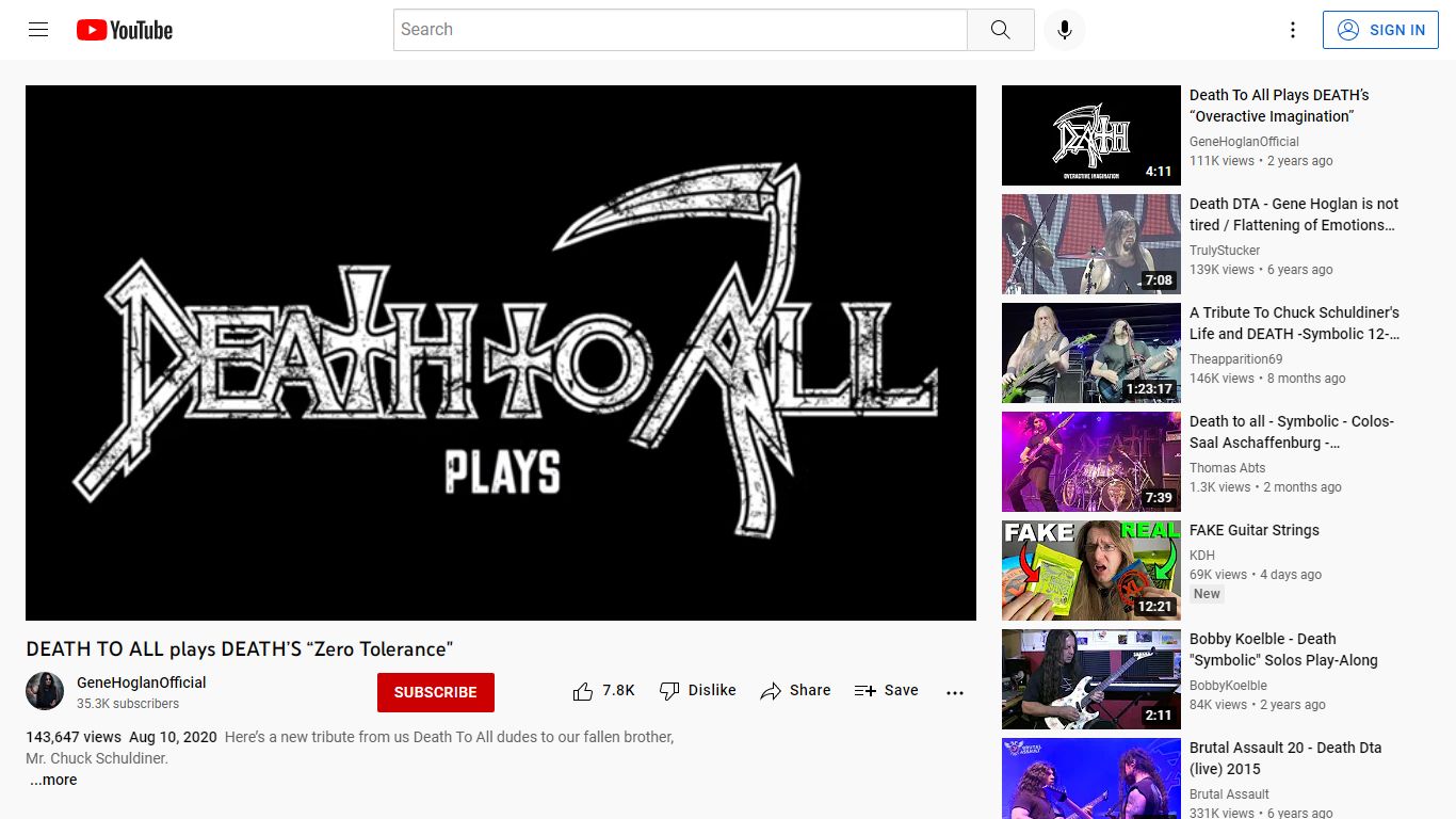 DEATH TO ALL plays DEATH’S “Zero Tolerance" - YouTube